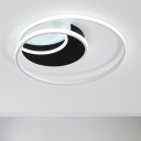Black Crescent Canopy Ceiling Lamp Stylish Modern Metallic Surface Mount LED Light for Kids Room