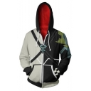 Kingdom Hearts Cosplay Costume Long Sleeve Fitted Black and White Zip Up Hoodie