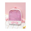 Transparent Window Lolita Student School Bag Backpack Candy Color Lovely Bow-Tied Backpack for Girls 27*10*31cm