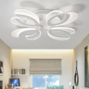 Nordic Style Ultra Thin Semi Flushmount 4/6 Lights Ceiling Lamp with White Metal Canopy