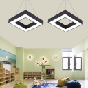 Acrylic LED Ceiling Fixture with Black Square Shade Concise Flushmount for Corridor