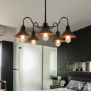 Black Curved Arm Hanging Chandelier Industrial Metallic 5 Lights Suspension Light