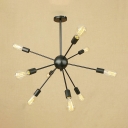 Multi Light Sputnik Chandelier Light Post Modern Metal Suspended Light in Black