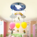 Hot Air Balloon Ceiling Fixture Nursing Room Metallic 6 Lights Flush Mount in Multi Color