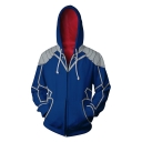 Fate 3D Comic Print Cosplay Costume Long Sleeve Full Zip Drawstring Hoodie in Blue