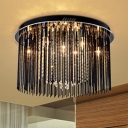 Crystal Flush Light Fixture Contemporary Metallic Decorative LED Ceiling Flush Mount in Third Gear