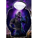 Cool 3D Figure Galaxy Pattern Long Sleeve Pullover Purple Hoodie