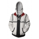 Kingdom Hearts Cosplay Costume Long Sleeve Zip Up White Hoodie
