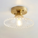 Clear/Olive Green Glass Shade Ceiling Light with Scallop Loft Style Industrial 1 Light Semi Flush Mount