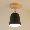 Modernism Tapered Semi Flushmount Rotatable Metallic 1 Bulb Ceiling Lamp in Chrome Finish
