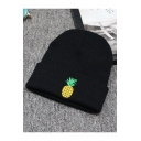 Fashion Pineapple Embroidered Warm Knit Beanie Hat