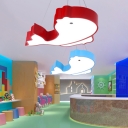 Metal Suspension Light with Fish Shape Blue/Red/Yellow LED Hanging Light Fixture for Kids