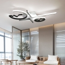 White Round Canopy Ceiling Light Post Modern Metallic 3/4 Heads LED Flushmount for Bedroom