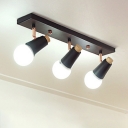 3 Lights Rotatable Arm Ceiling Fixture Modernism Metal Semi Flush Light Fixture in Black for Sitting Room