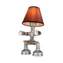 Industrial Robot Table Lamp in Silver Finish with Tap Accent