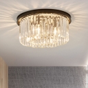 Black Round Ceiling Fixture Modern Chic Crystal Multi Light Flush Mount for Hallway Corridor