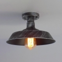 Barn Semi Flush Light Loft Style Iron 1 Bulb Lighting Fixture in Antique Brass/Antique Silver/Rust