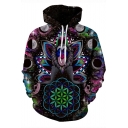 Unique Awesome 3D Galaxy Floral Lion Pattern Unisex Black Casual Sport Hoodie