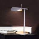 White Finish Folded Table Lamp Contemporary Metallic 1 Head Standing Table Light for Bedroom