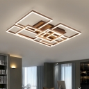Geometric Pattern LED Flushmount with Acrylic Shade Modernism Decorative Ceiling Lamp in Brown