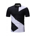 New Arrival Fashion Black and White Colorblocked Short Sleeve Slim Polo Shirt for Men