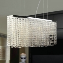 Chrome Finish Linear Hanging Light Modernism Crystal 4 Lights Hanging Ceiling Lamp for Dining Room