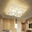 White Squared Semi Flushmount Modern Design Metal 8 Lights LED Ceiling Lamp for Hotel Hall