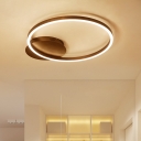 Minimalist Circular Flush Mount Light Acrylic LED Ceiling Light in Brown for Bedroom