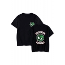 Snake Logo Print Retro Short Sleeve Casual Loose T-Shirt