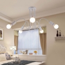 3/5 Lights Open Bulb Ceiling Lamp with White Curved Arm Contemporary Metal Surface Mount Ceiling Light