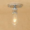Polished Chrome Mini Ceiling Light Industrial Iron Single Light Indoor Lighting with Bare Bulb for Kitchen