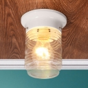 Ridged Glass Capsule Lighting Fixture Modern Simple 1 Bulb Flush Light Fixture in White for Corridor