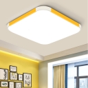 Macaron Modern Square LED Ceiling Lamp Acrylic Decorative Flush Mount in Blue/Green/Pink/Yellow