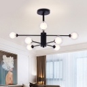 Clear Glass Ball Shade Hanging Light Fixture Modern Fashion Multi Lights Suspension in Black