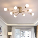 Soft Gold Branch Semi Flush Mount Light Modern Fashion Metal 8/10 Lights Art Deco Ceiling Lamp