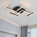 Silicon Gel Linear Ceiling Light Modern Design LED Flush Mount in Brown for Bedroom