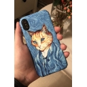 Funny Cartoon Cat Oil Painting Polish Mobile Phone Case in Blue