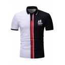 Summer New Stylish Sailing Boat Logo Chest Colorblock Short Sleeve Men Slim Fit Polo Shirt