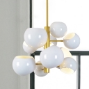 White Finish Global Suspended Light with Metal Shade Modern Fashion 10 Heads Hanging Lamp