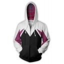 Cosplay Costume Fashion 3D Print Loose Fit Full Zip Black and White Hoodie