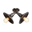 Saucer Semi Flush Light Antique-Style Metal 2 Bulb Ceiling Light in Aged Bronze/Aged Silver for Bar Counter