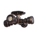 Iron Mini Semi Flush Mount Country Style Industrial 4 Lights Semi Flush Mount Light in Antique Bronze