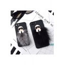 Cartoon Patched Fur-Embellished Luxurious iPhone Case