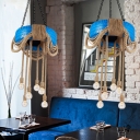 Colorful Industrial Tyre Suspended Light Natural Rope 6 Heads Chandelier Light for Hallway