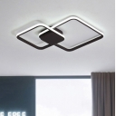 1/2/3 Thin Square Flush Light Modern Design Metal LED Flush Mount in Brown for Sitting Room