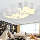 White Moon Shape LED Flush Light with Star Metallic Flush Mount for Amusement Park