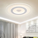 Ultrathin Round Flushmount with Loving Heart Modernism Acrylic LED Ceiling Light in Warm/White