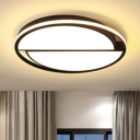 Double Half Round Flush Mount Nordic Style Living Room Bedroom Acrylic LED Ceiling Lamp in Black