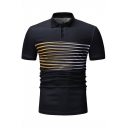 Men's Summer New Stylish Striped Pattern Short Sleeve Fitted Polo Shirt