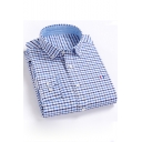 Classic Fashion Plaid Printed Long Sleeve Comfort Cotton Button-Down Shirt for Men